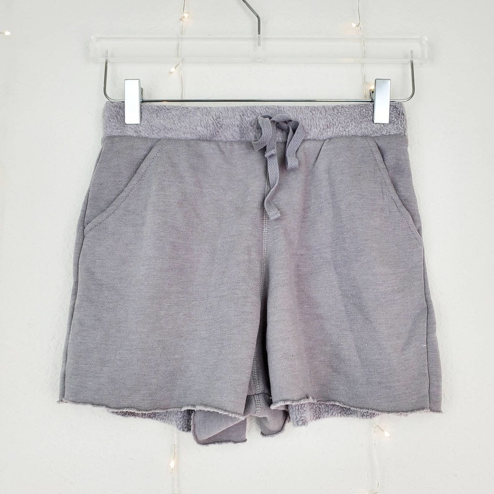 Free People Kelly Fleece Lounge Sweat Shorts Storm Gray XS NWOT Drawstring Pjs